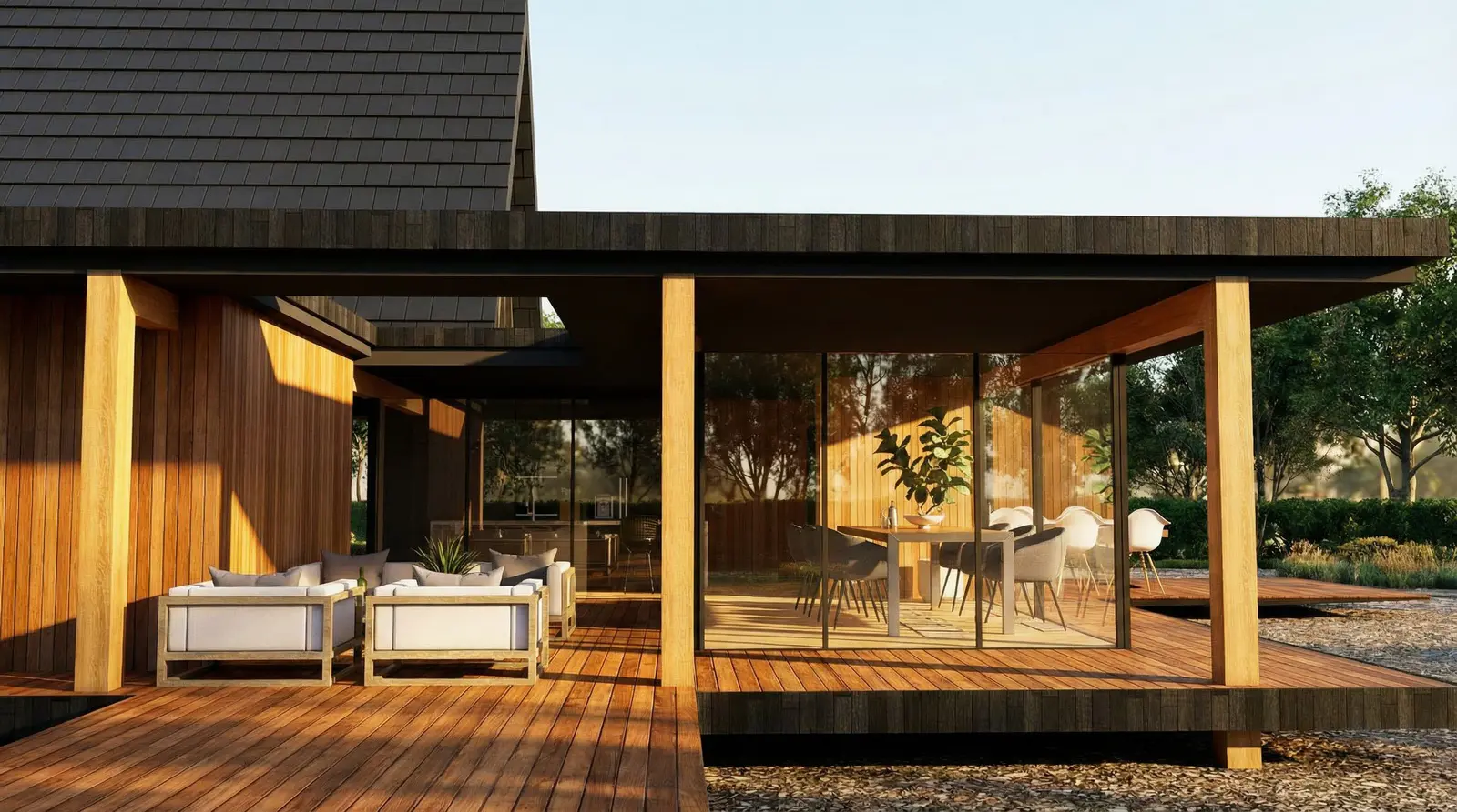 Veranda en patio met houten aanbouw in Ankeveen