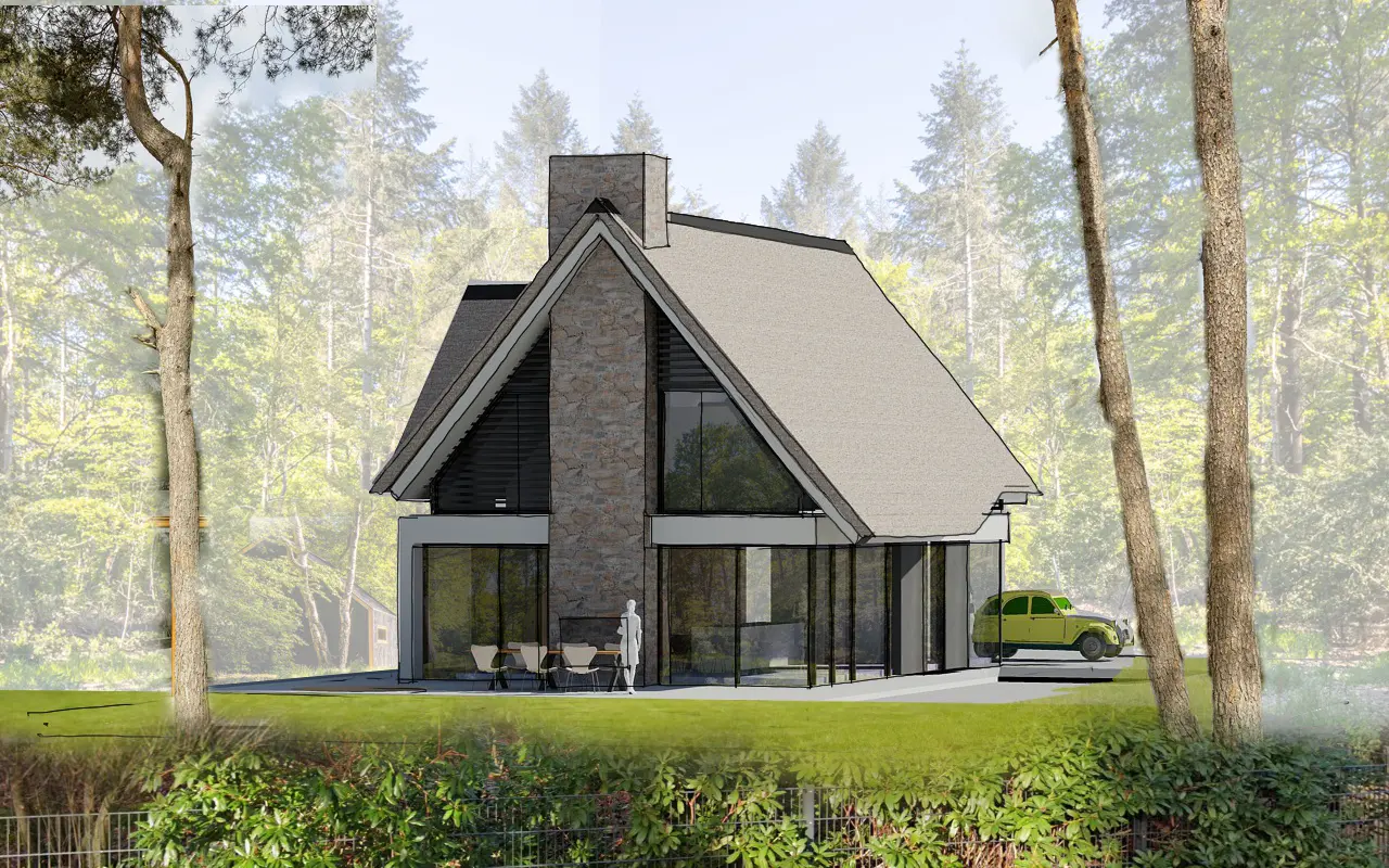 Moderne luxe villa in Blaricum met rieten kap en witte gevels - gerealiseerd na succesvolle Vooroverlegplan procedure