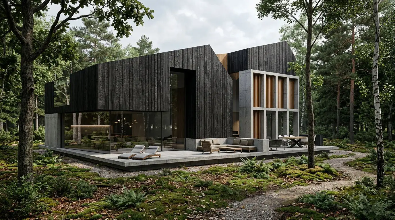 Kavel in Almere Duin met houten villa en heldere positionering op het perceel