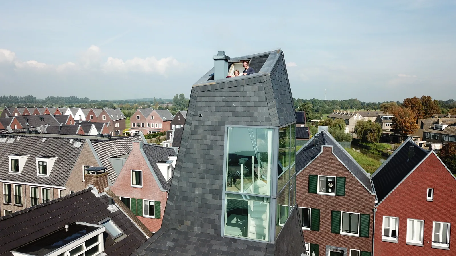 Dakterras op de torenwoning met panoramisch uitzicht over Loenen aan de Vecht en het landschap