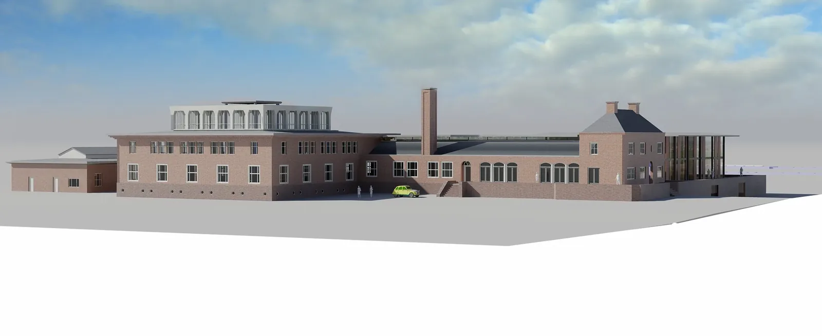 Herbestemming NERA: monument behouden en versterken met rustige nieuwbouw achter het hoofdgebouw