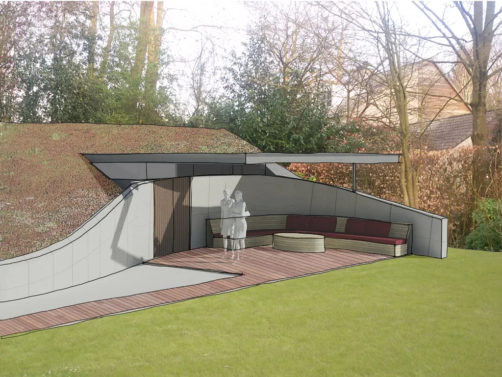 Architect Loenen aan de Vecht Berging met veranda Bilthoven