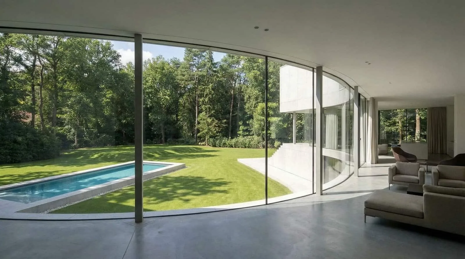 Maatwerkafwerking met beton en hout voor een warme uitstraling in strakke architectuur.