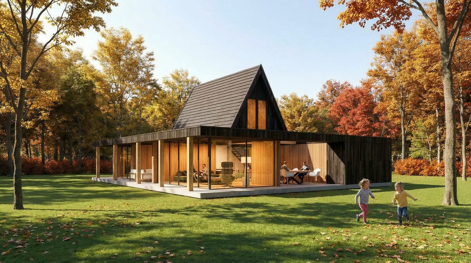 Architect Bilthoven Prefab houten villa met patios