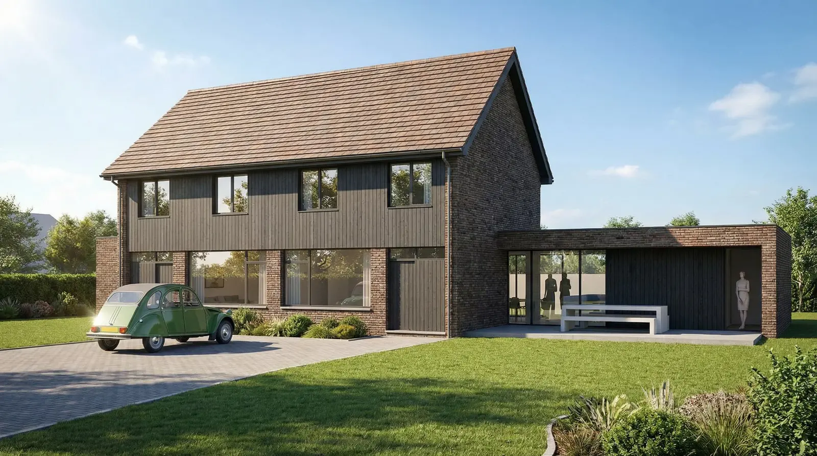 Architect Bilthoven Renovatie en uitbreiding jaren-70 twee-onder-één-kap Maartensdijk