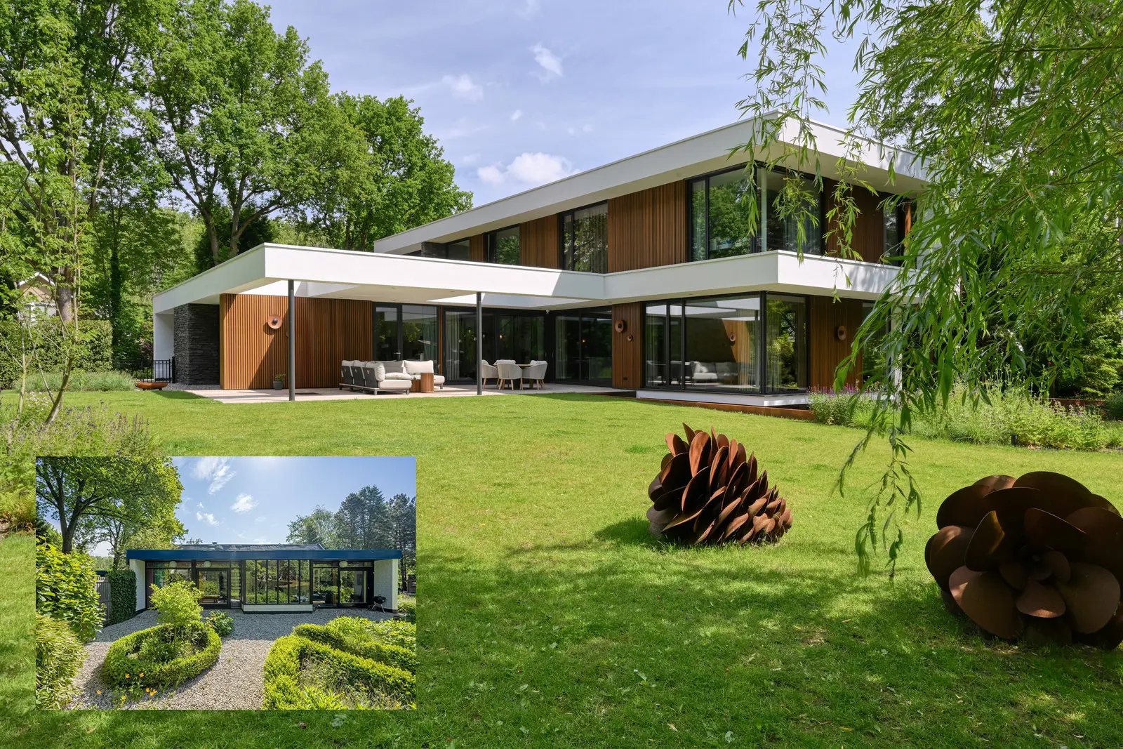 Voor-na beeld van jaren '70 villa verbouwen — ingrijpende transformatie in lommerrijke wijk