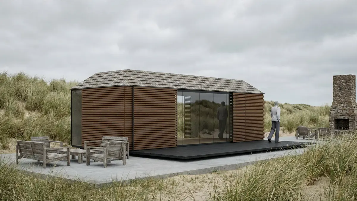 Recreatiewoning in Vinkeveen met houten schermen voor privacy en beschutting